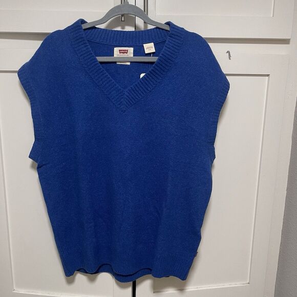 Levi's Sweater Vest Royal Blue Knit Pull Over Mens Medium Cotton Vneck Sz M NWT - Picture 6 of 7
